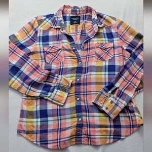 American Eagle Plaid Flannel Button Down - Multicolor